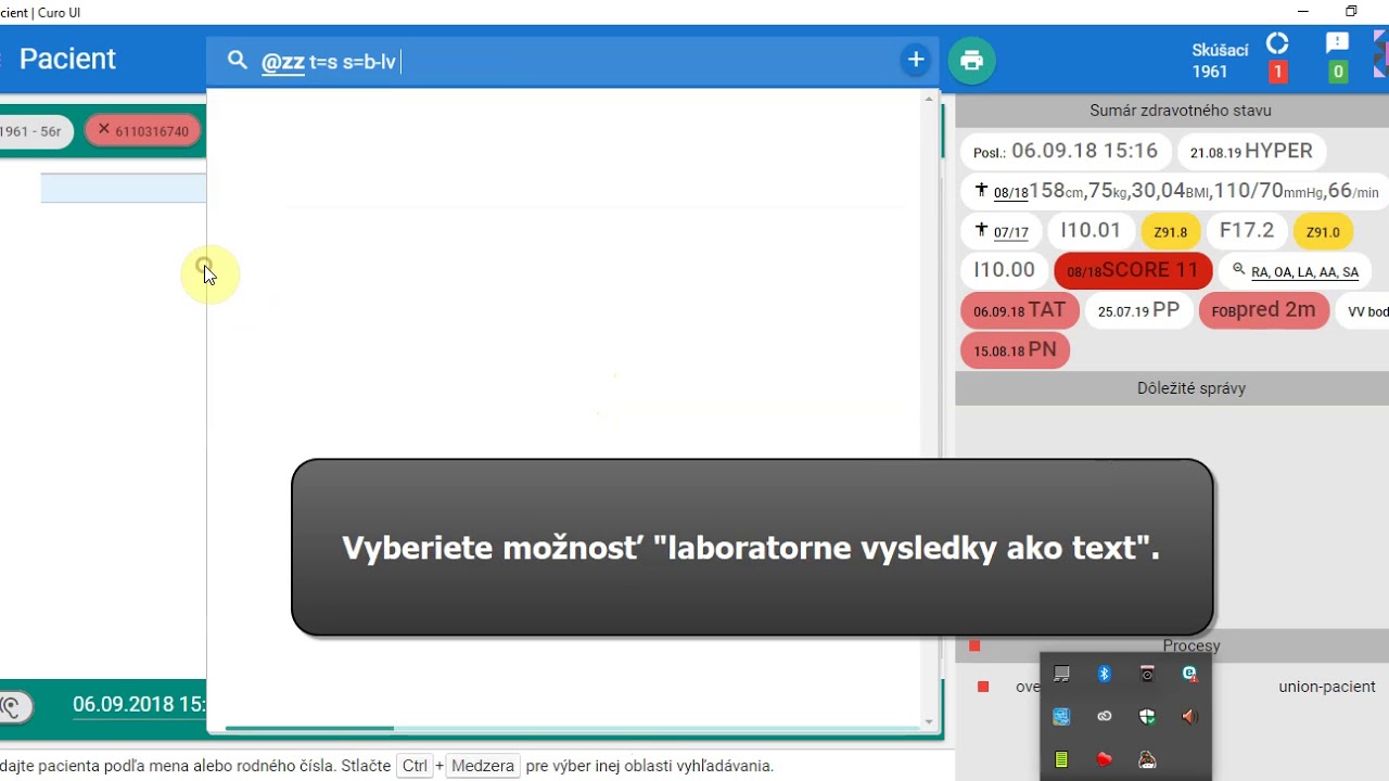 Náhľad videa Ako vložiť laboratórne výsledky ako text do dekurzu