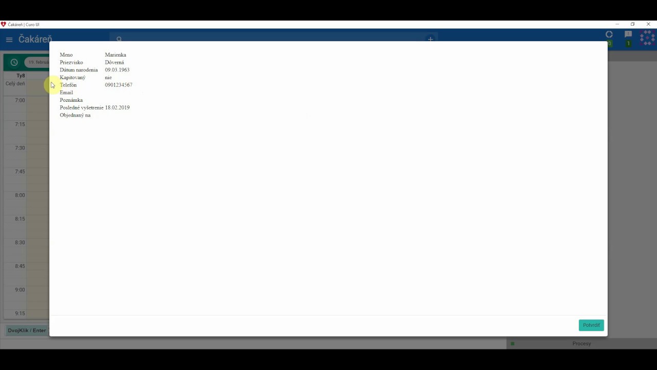 Náhľad videa Vyhľadávanie pacienta pomocou tel. čísla alebo emailu