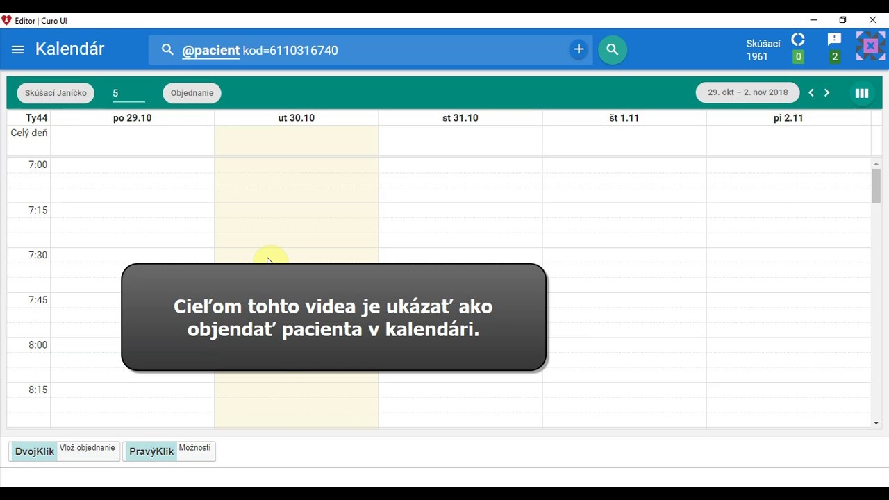 Náhľad videa Ako objednať pacienta v kalendári